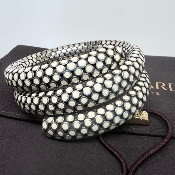 John Hardy Jewelry - John Hardy Double Coil White Enamel Dot Flex Bracelet .925 Sterling Silver